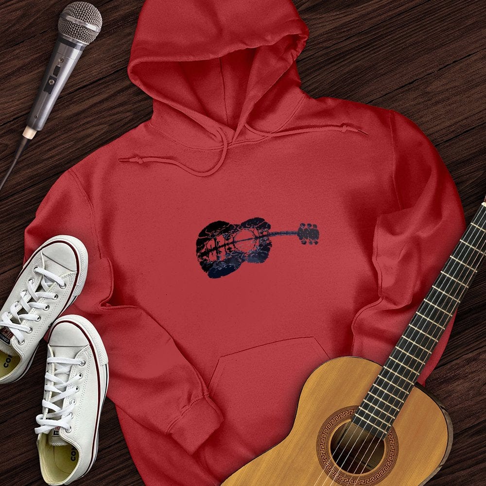 Printify Hoodie Red / S Guitar Moonrise Hoodie