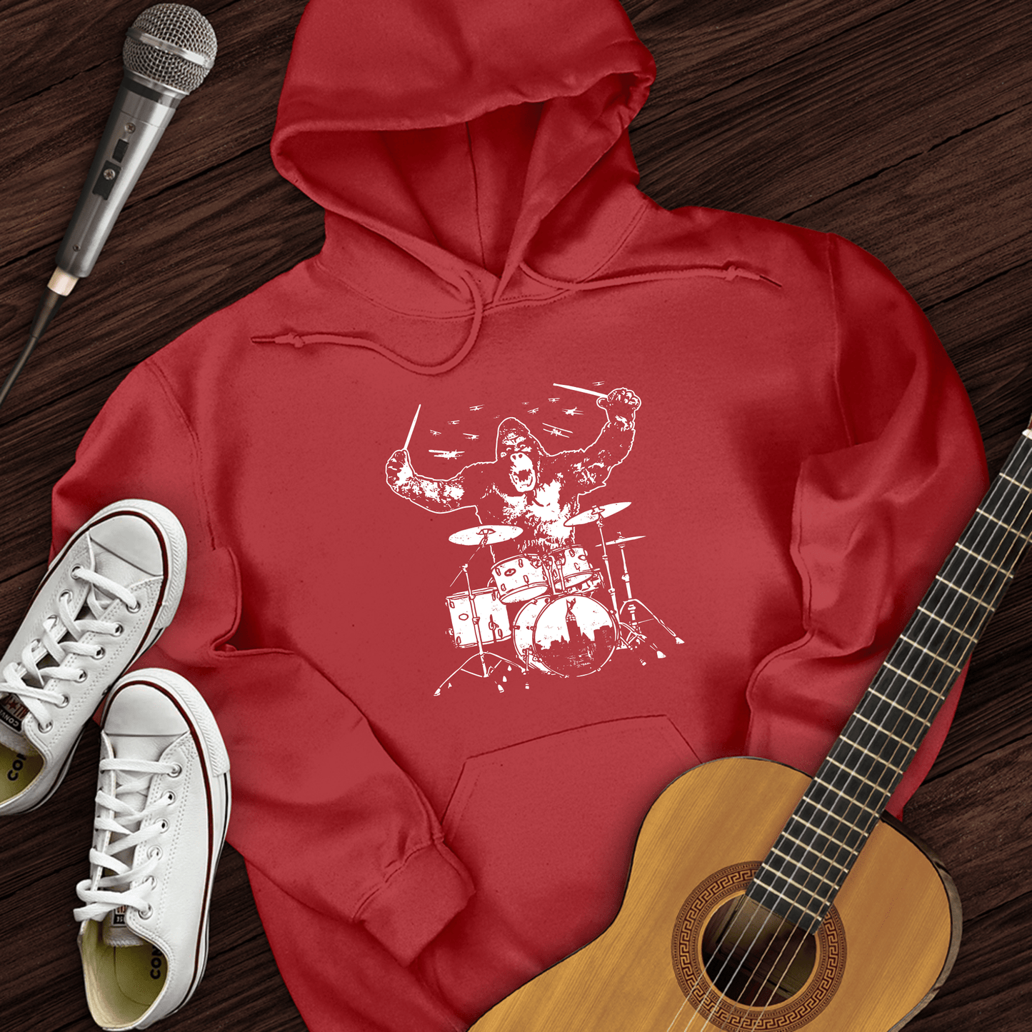 Printify Hoodie Red / S King Kong Drums Hoodie