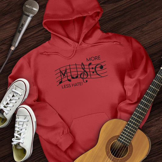 Printify Hoodie Red / S More Music Less Hate Hoodie