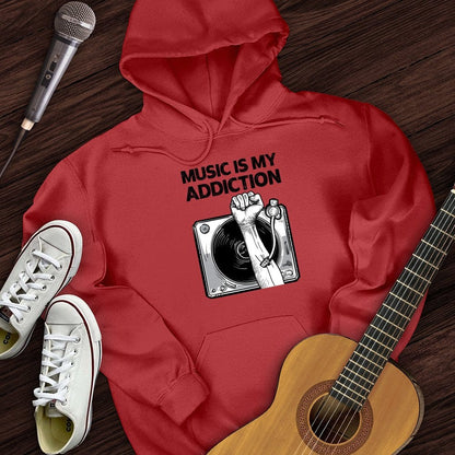 Printify Hoodie Red / S Music Is My Addiction Hoodie