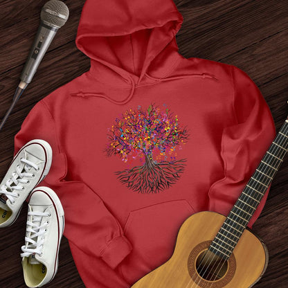 Printify Hoodie Red / S Music Note Tree Hoodie