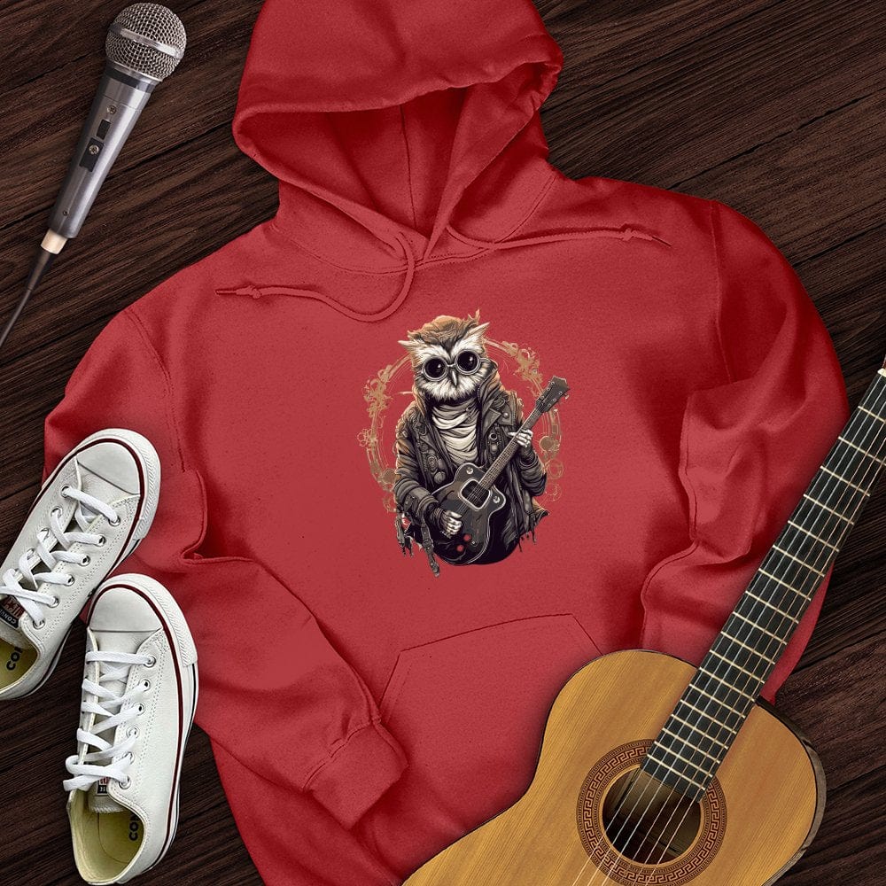 Printify Hoodie Red / S Owl Playing Guitar Hoodie