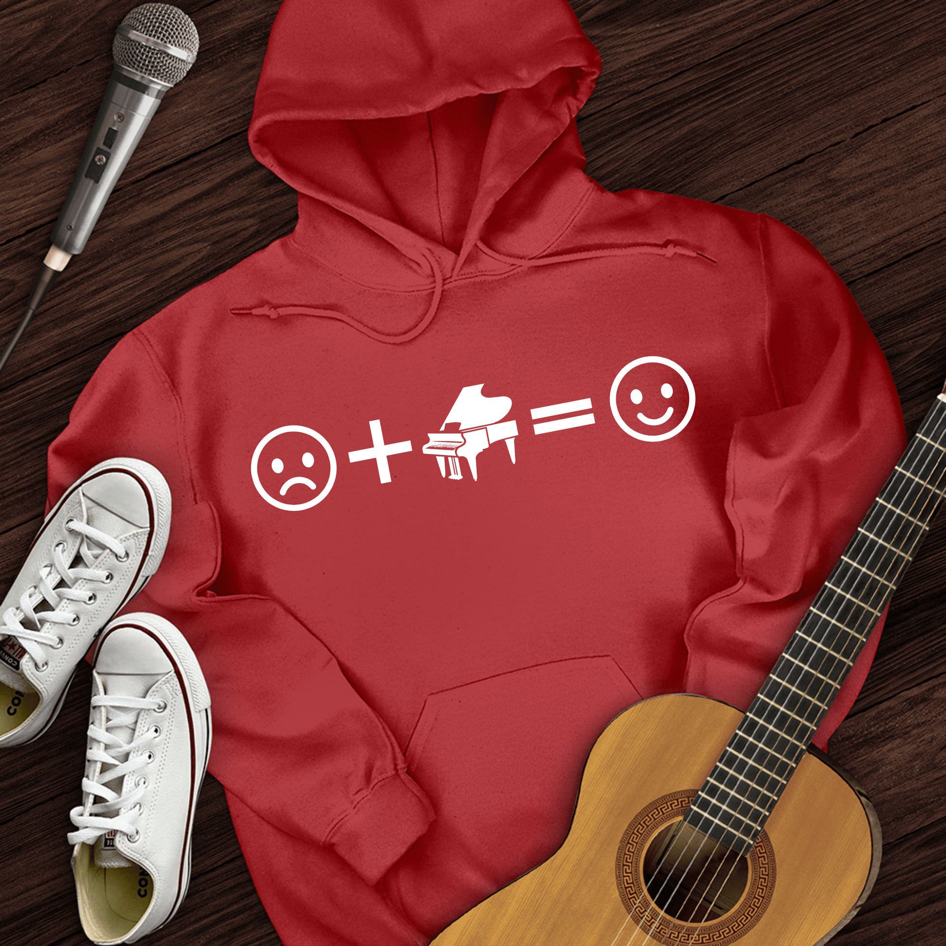 Printify Hoodie Red / S Piano Makes Me Happy Hoodie