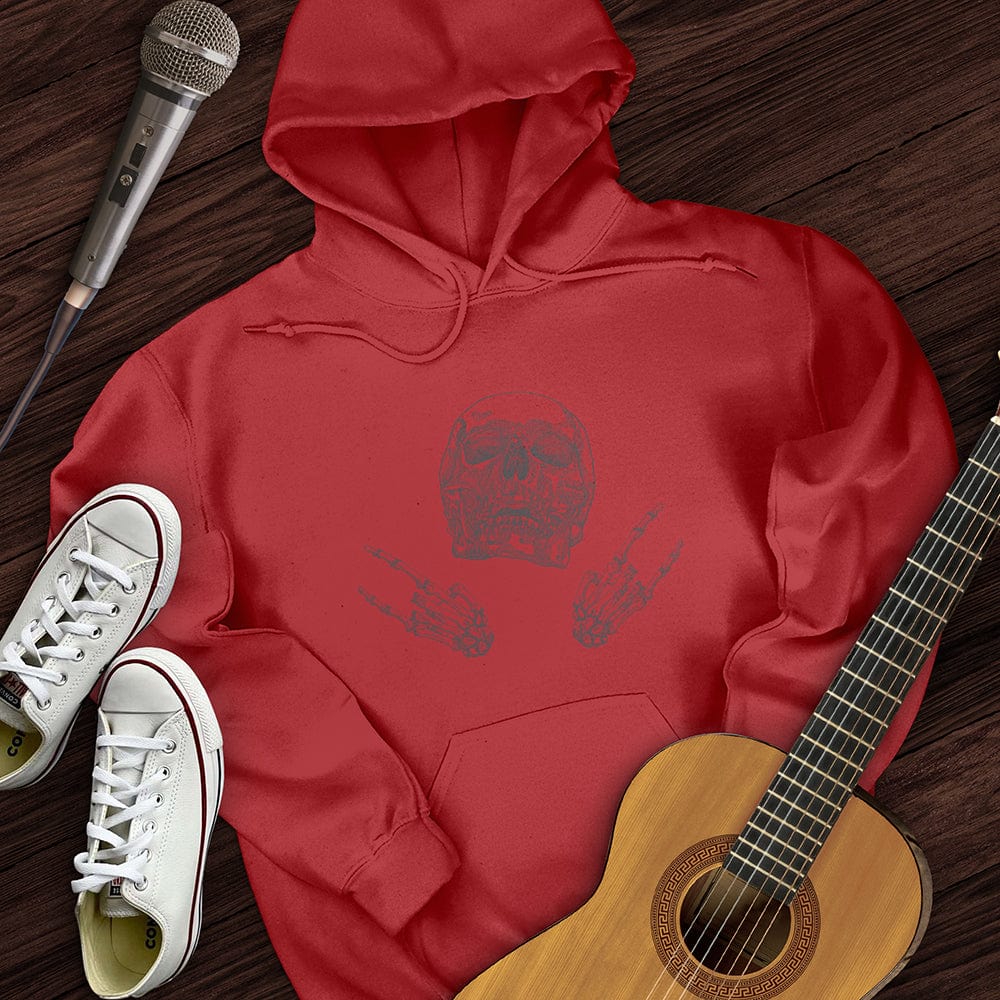 Printify Hoodie Red / S Skeleton Rock On Hoodie