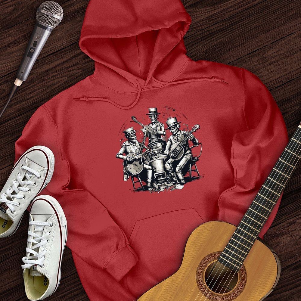 Printify Hoodie Red / S Steampunk Skeleton Band Hoodie