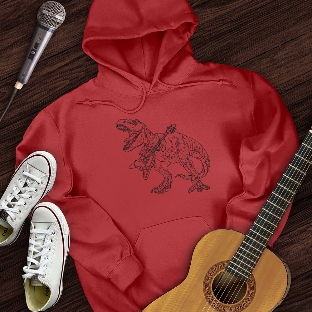 Printify Hoodie Red / S T-Rex Playing Guitar Hoodie