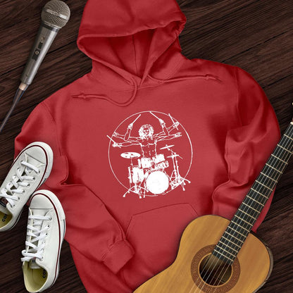 Printify Hoodie Red / S Vitruvian Drummer Hoodie