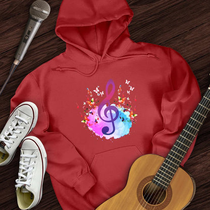 Printify Hoodie Red / S Water Color Treble Clef Hoodie
