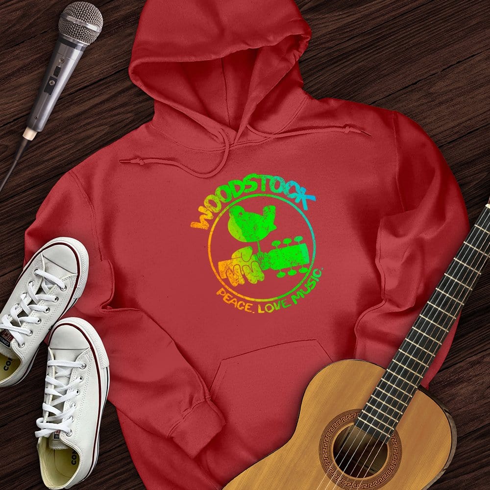 Printify Hoodie Red / S Woodstock Peace Love Music Hoodie
