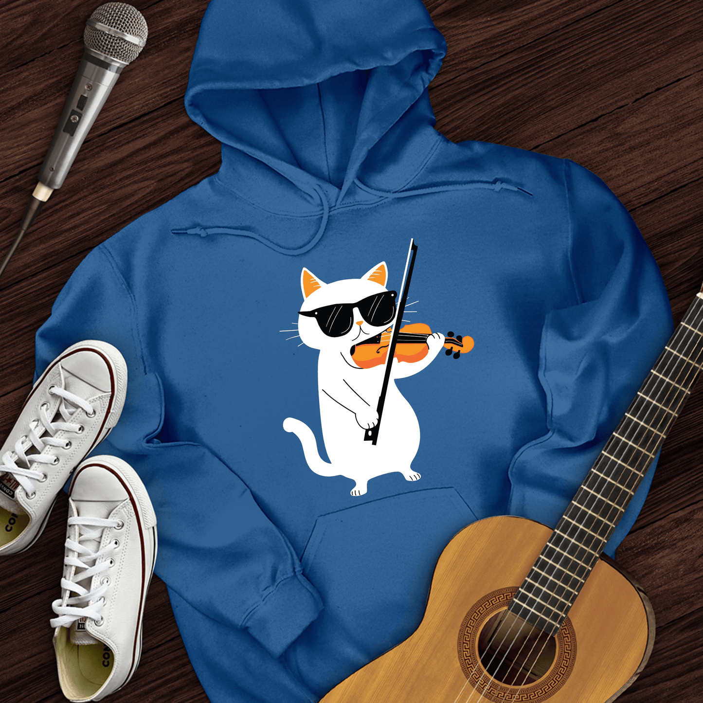 Printify Hoodie Royal / S Cat Playing Violin Hoodie