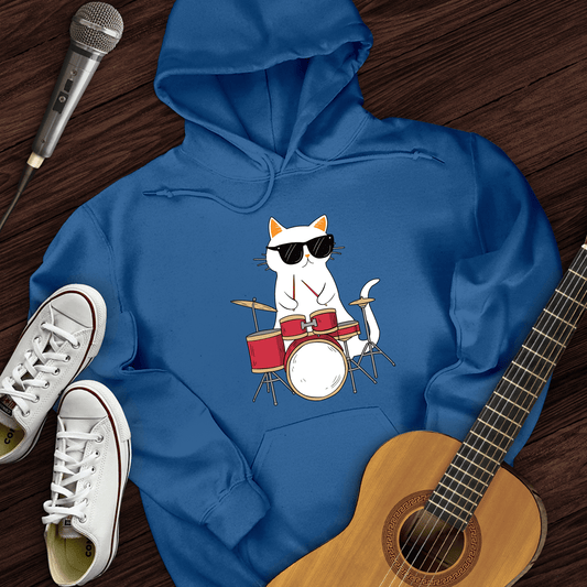 Printify Hoodie Royal / S Drummer Cat Hoodie