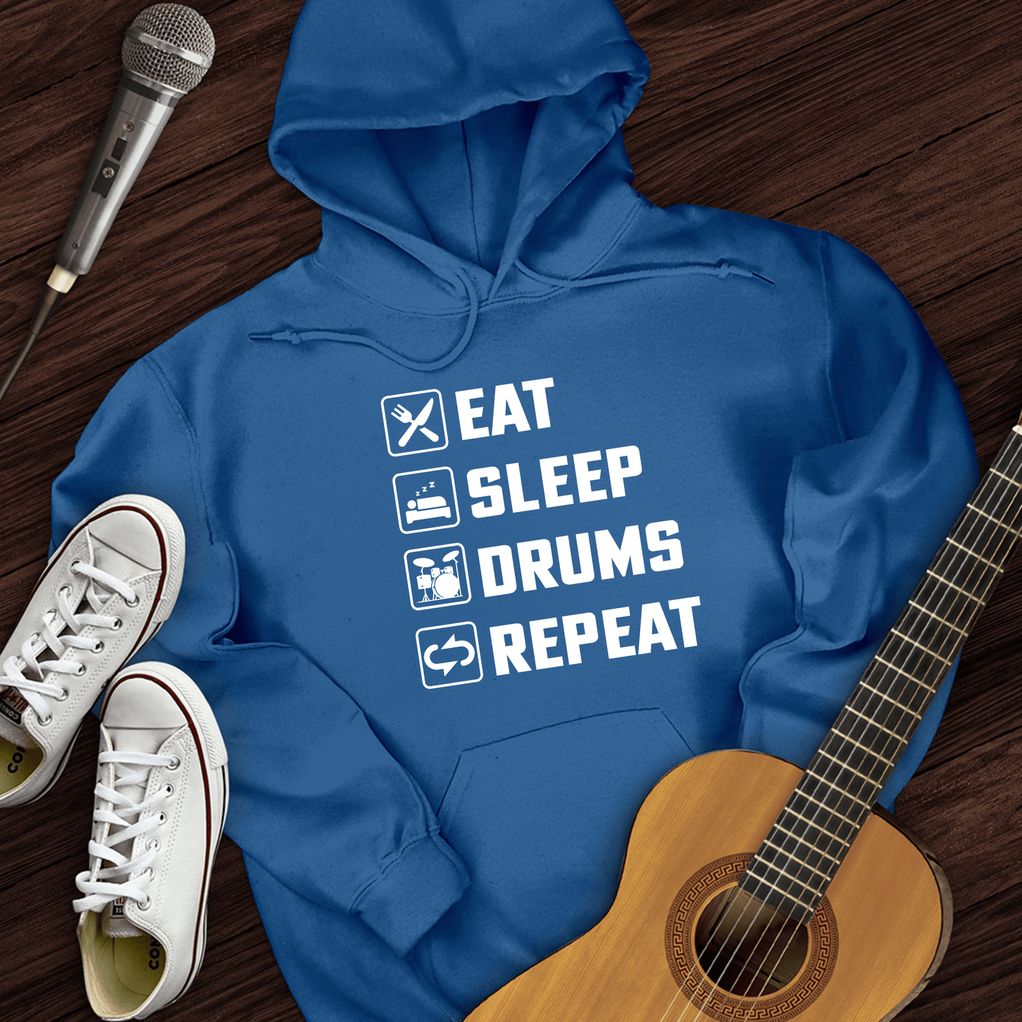 Printify Hoodie Royal / S Eat, Sleep, Drums, Repeat Hoodie