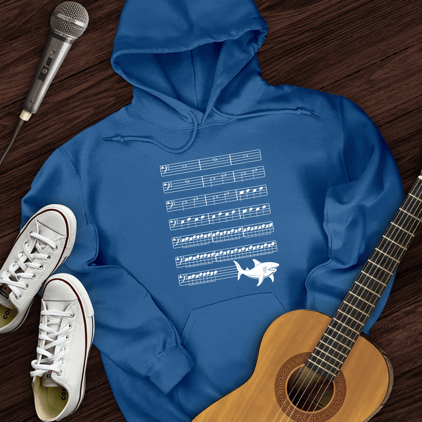 Printify Hoodie Royal / S Music Shark Hoodie