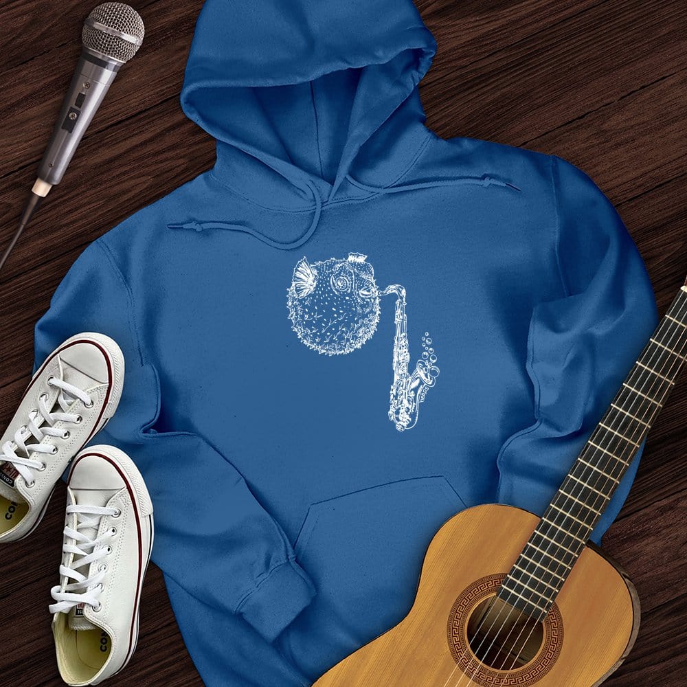 Printify Hoodie Royal / S Puffer Fish Saxophone Hoodie