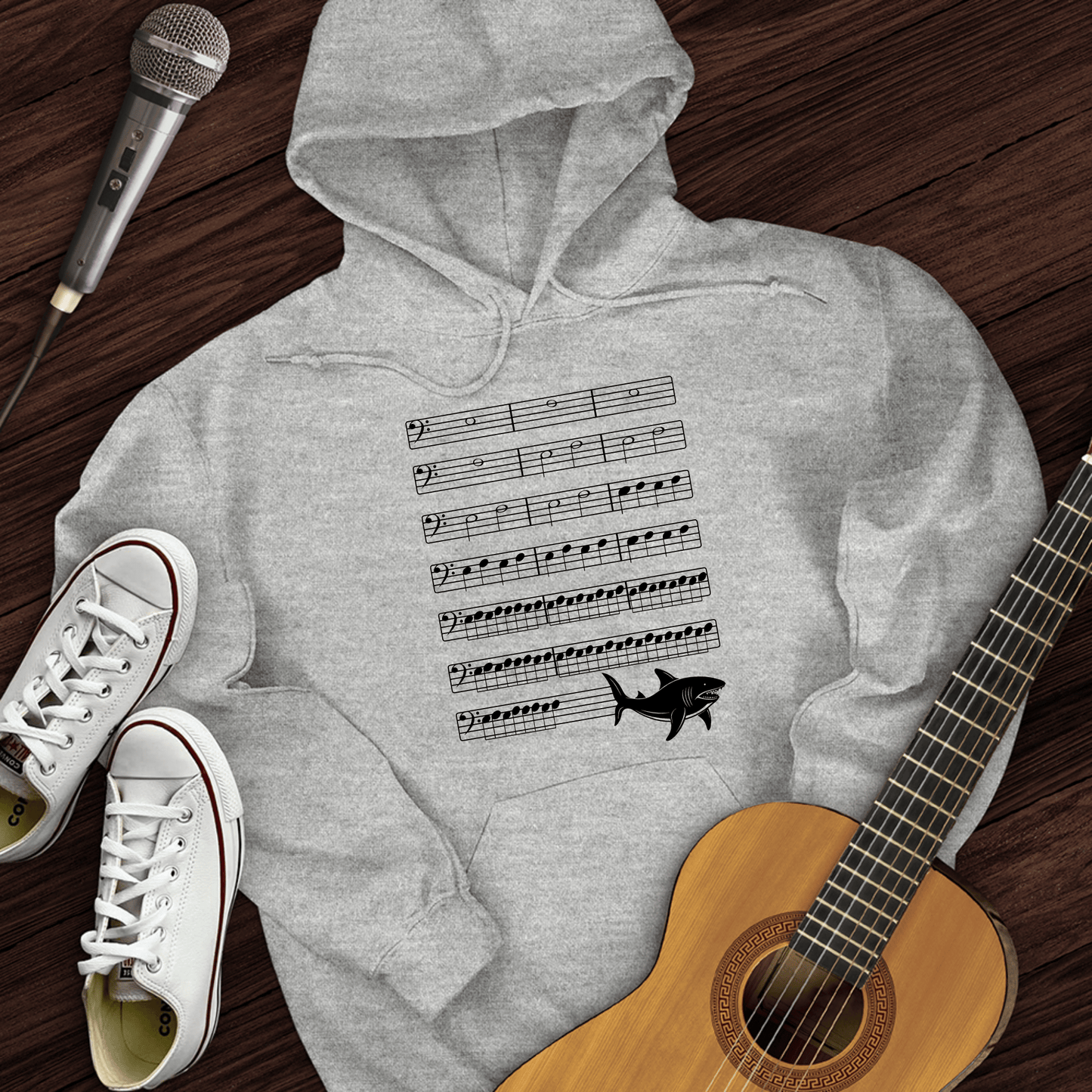 Printify Hoodie Sport Grey / S Music Shark Hoodie