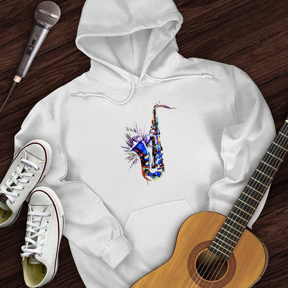 Printify Hoodie White / S Blue Jazz Sax Hoodie