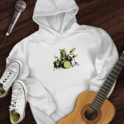 Printify Hoodie White / S Cat Drums Hoodie