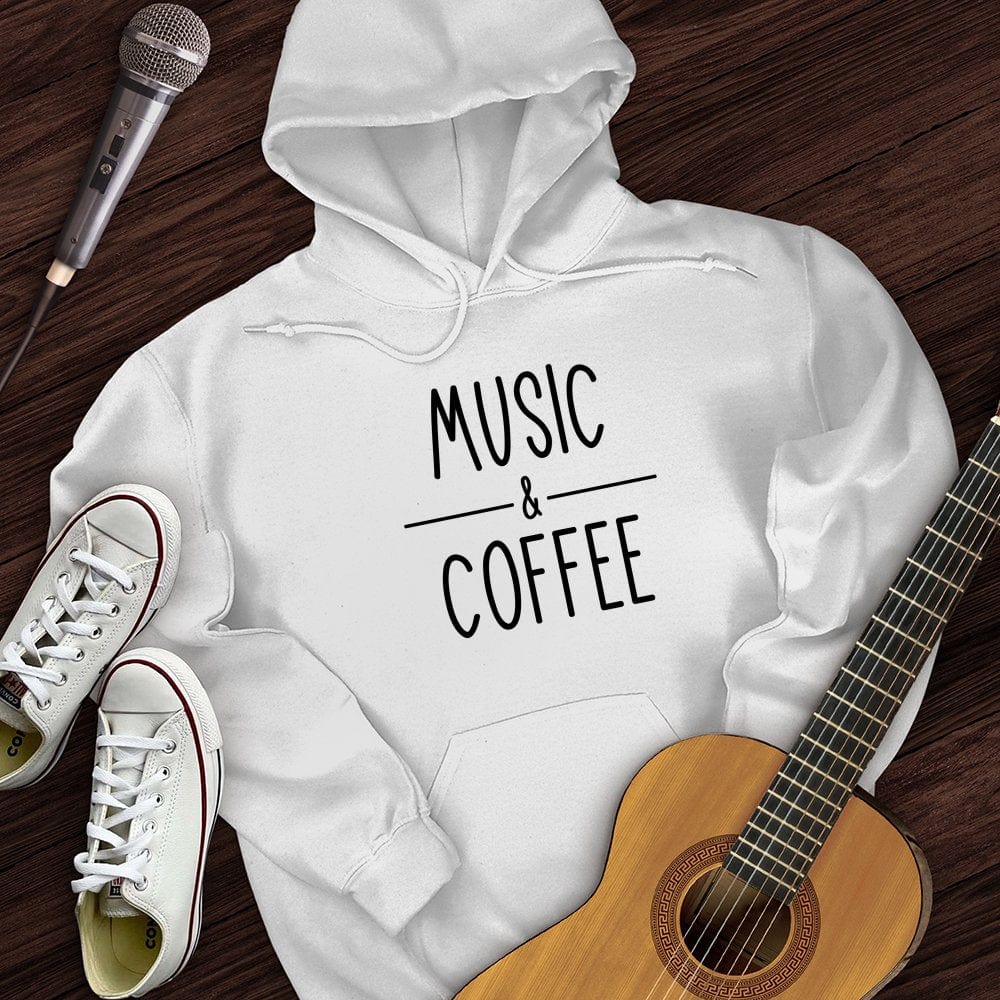 Printify Hoodie White / S Coffee and Music Hoodie
