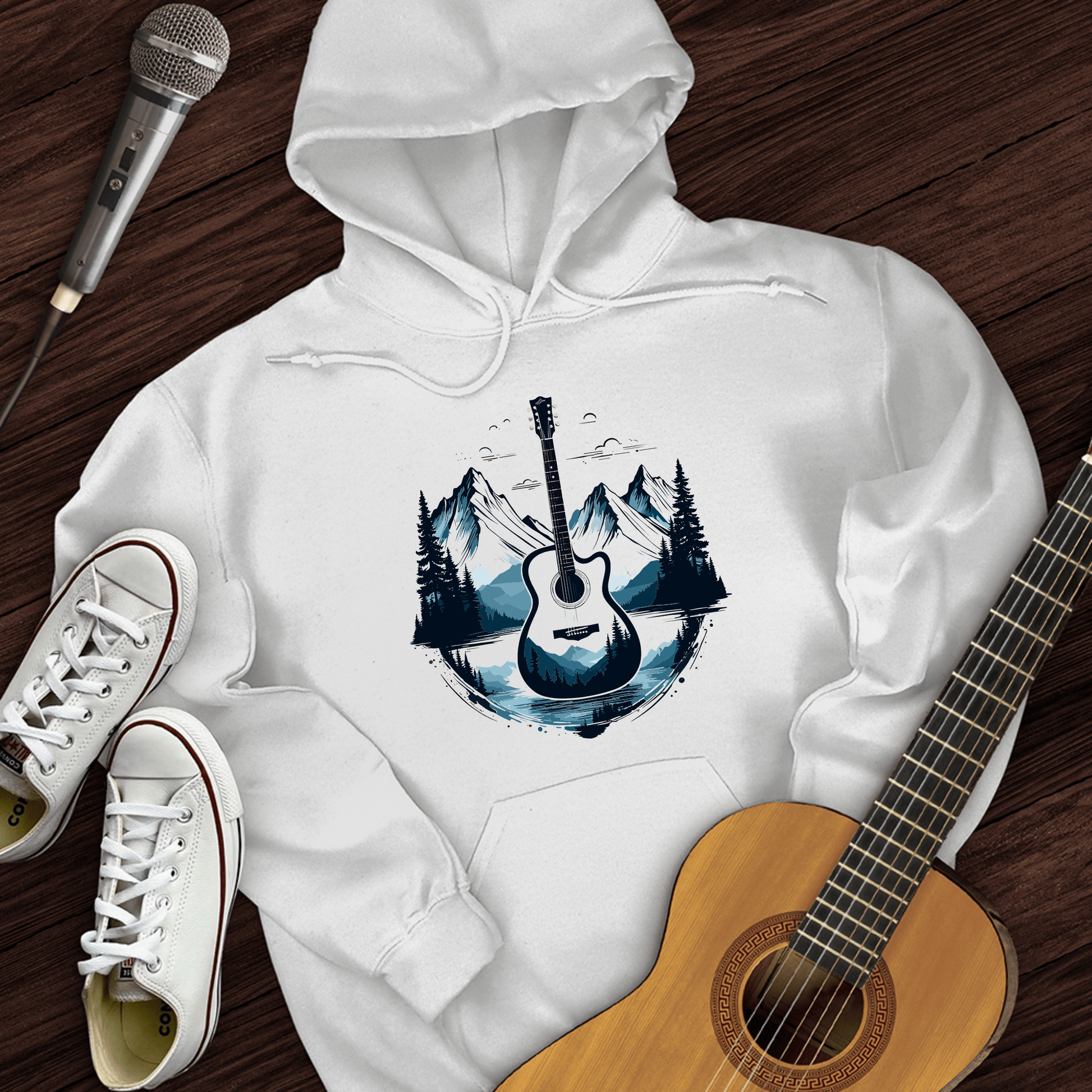 Printify Hoodie White / S Glacier Guitar Hoodie