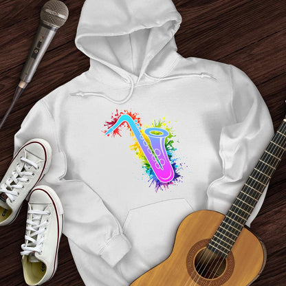 Printify Hoodie White / S Graffiti Sax Hoodie