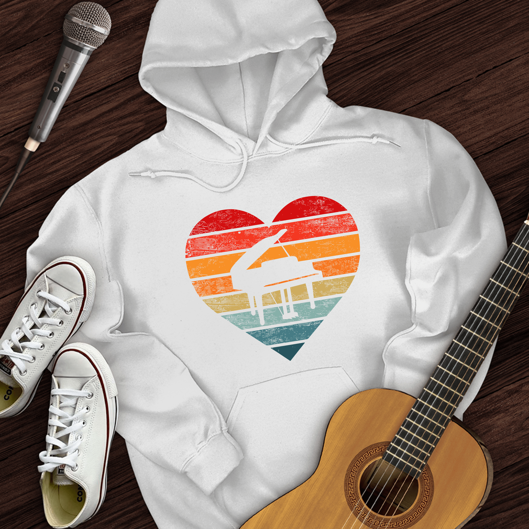 Printify Hoodie White / S I Love Piano Hoodie