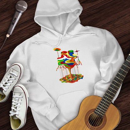 Printify Hoodie White / S Melting Drums Hoodie
