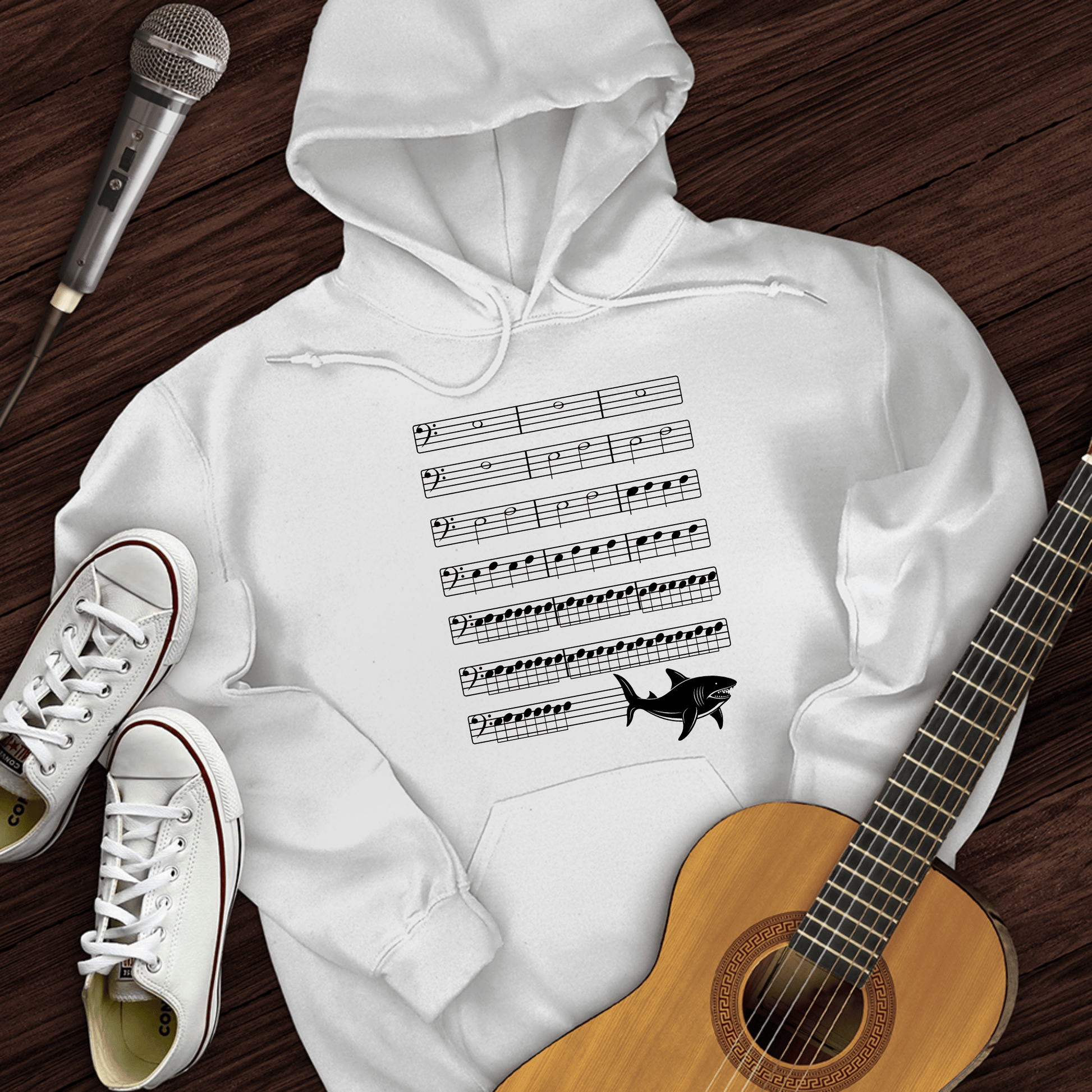 Printify Hoodie White / S Music Shark Hoodie