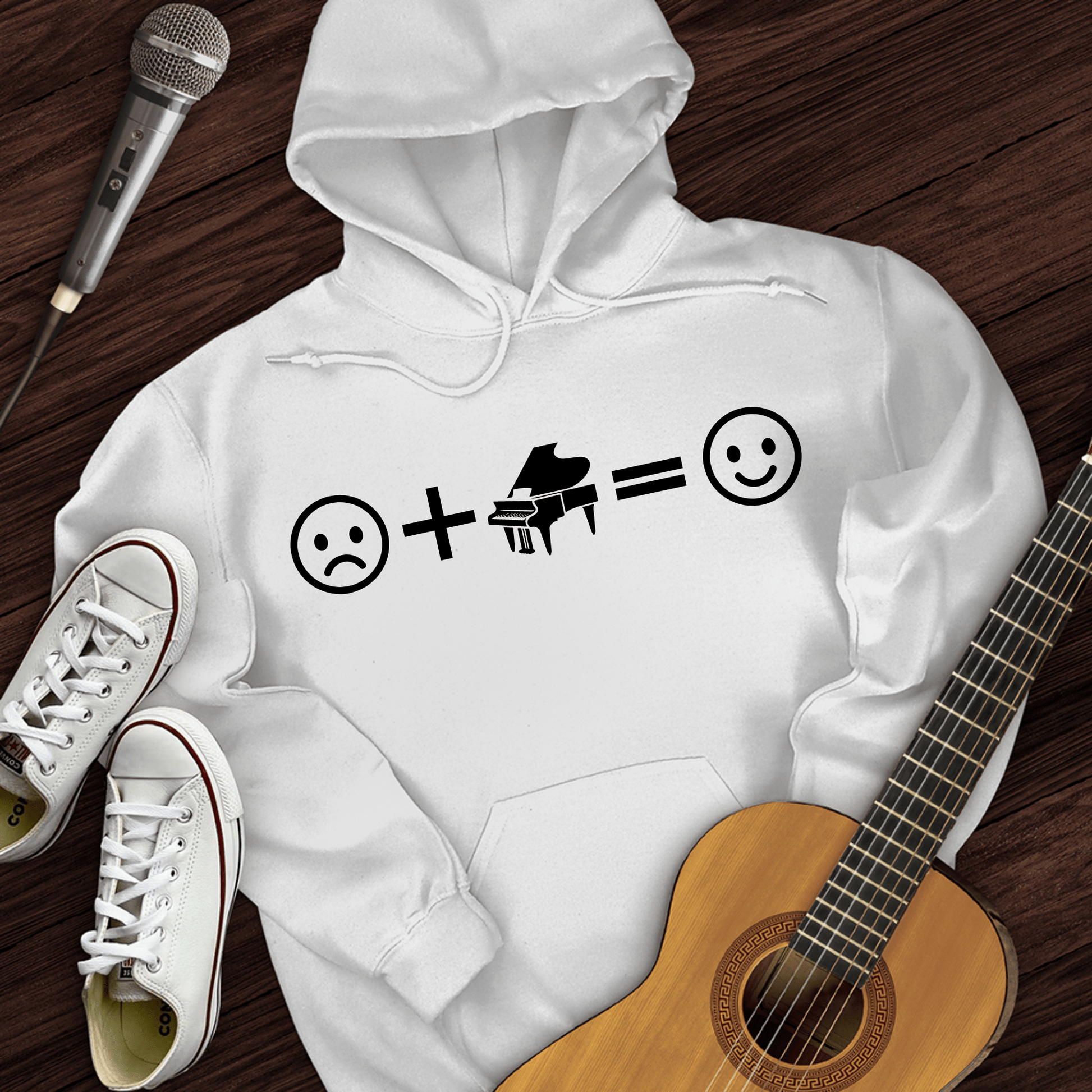 Printify Hoodie White / S Piano Makes Me Happy Hoodie
