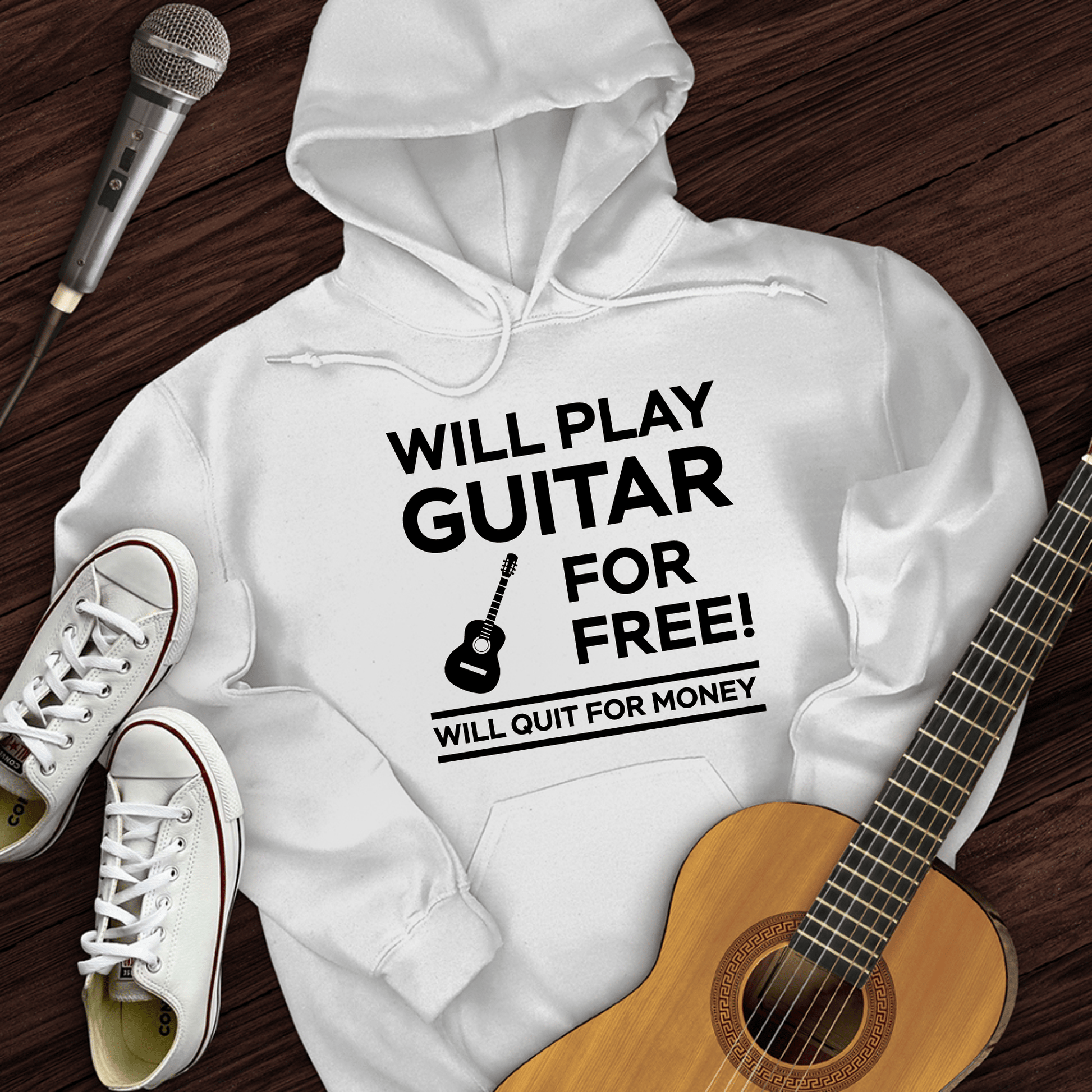Printify Hoodie White / S Play Guitar For Free Hoodie