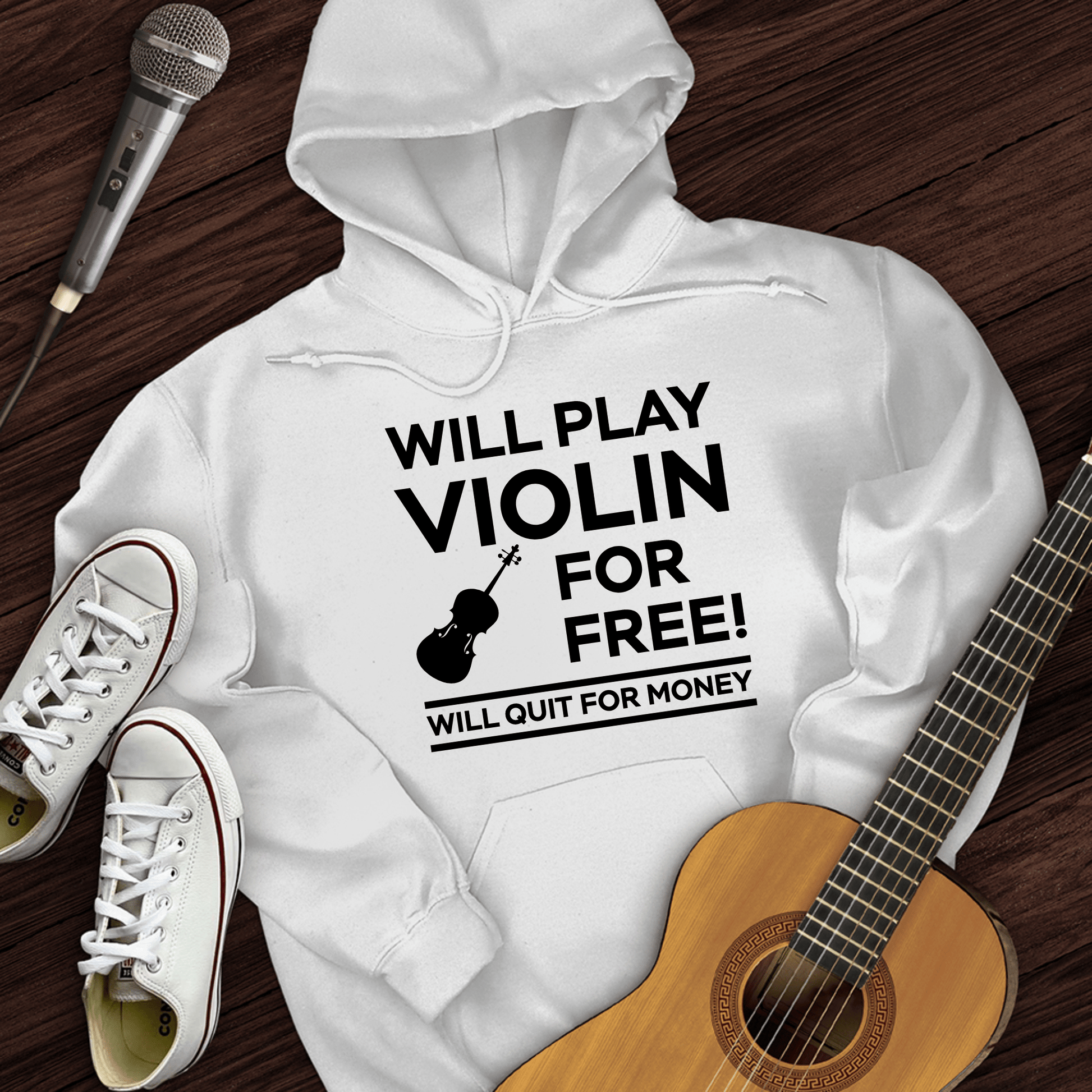 Printify Hoodie White / S Play Violin For Free Hoodie