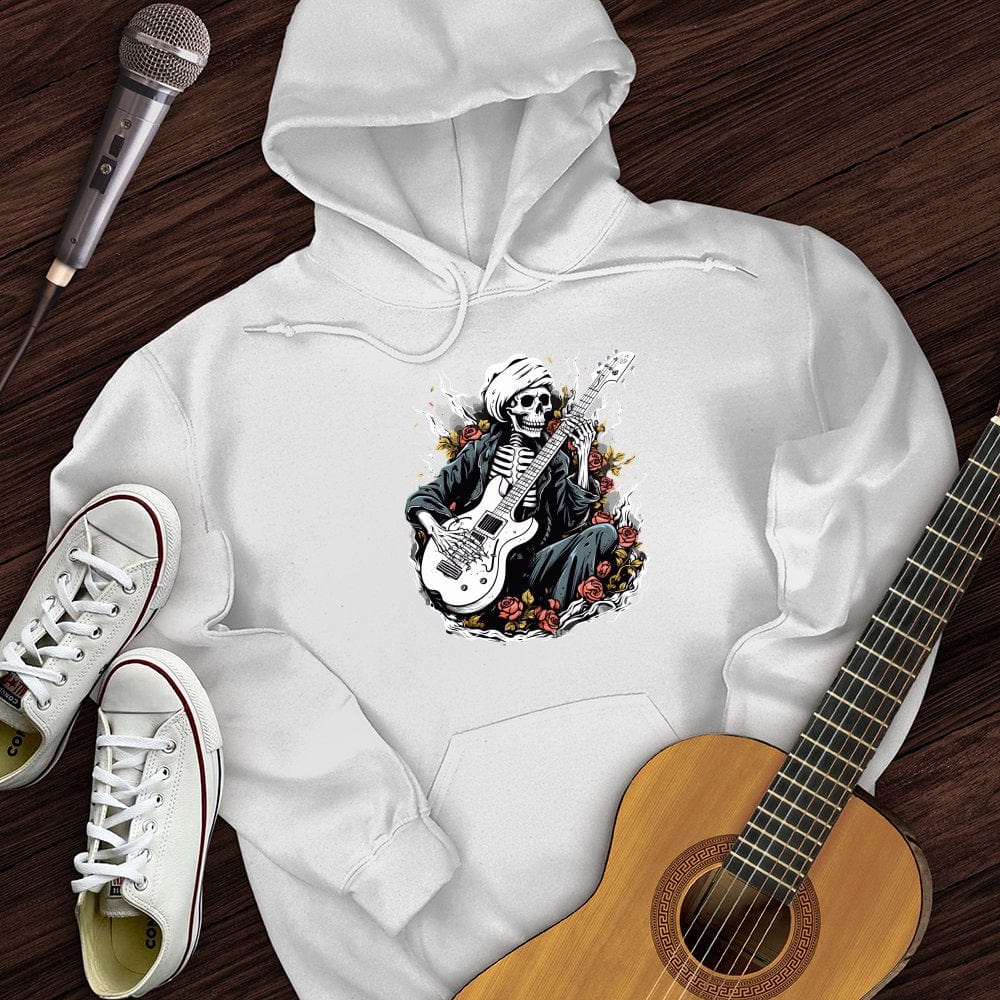 Printify Hoodie White / S Skeleton Playing Music Hoodie