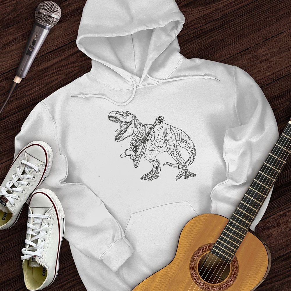 Printify Hoodie White / S T-Rex Playing Guitar Hoodie