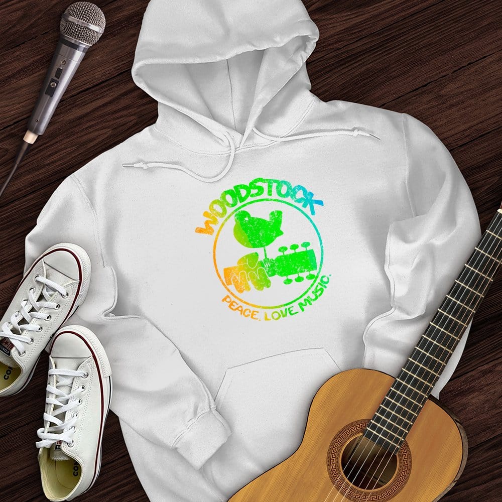 Printify Hoodie White / S Woodstock Peace Love Music Hoodie