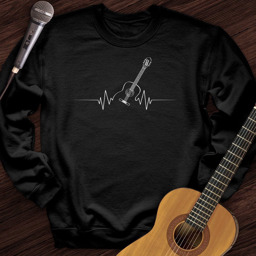 Printify Sweatshirt Black / S Acoustic Guitar Heart Beat Crewneck