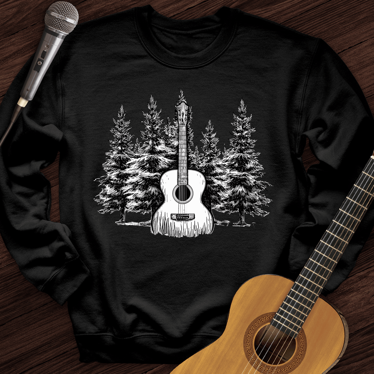 Printify Sweatshirt Black / S Acoustic Pines Crewneck