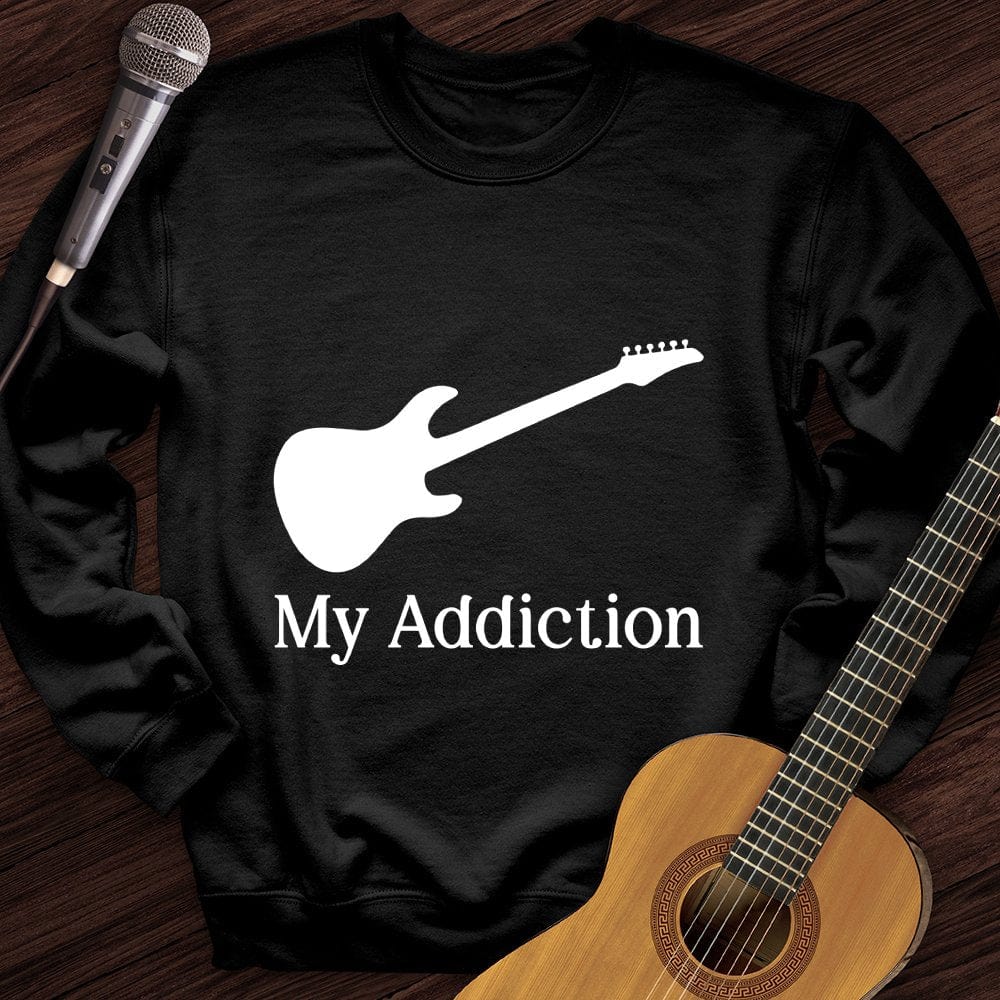 Printify Sweatshirt Black / S Addicted to Guitar Crewneck