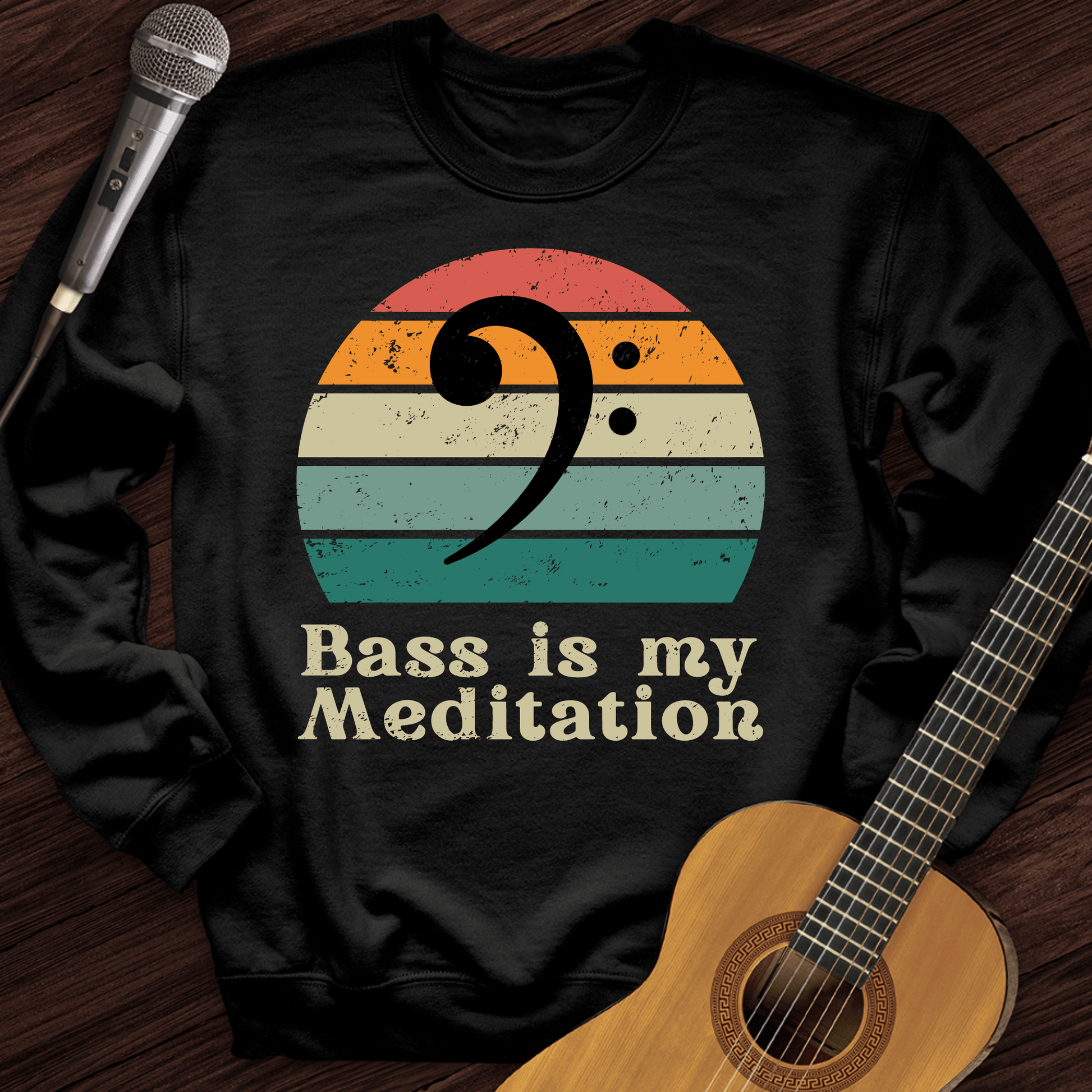 Printify Sweatshirt Black / S Bass Is My Meditation Crewneck