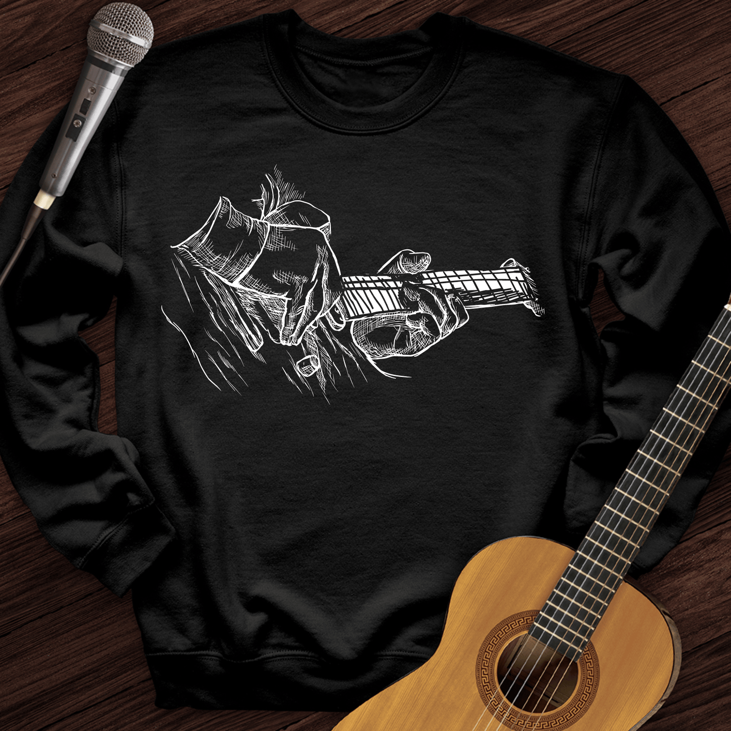 Printify Sweatshirt Black / S Bass Sketch Crewneck