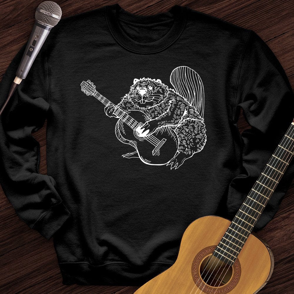 Printify Sweatshirt Black / S Beaver Guitar Crewneck