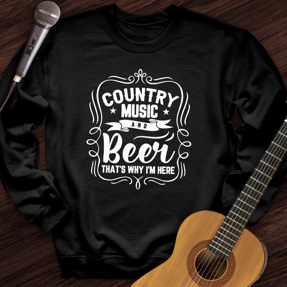 Printify Sweatshirt Black / S Beer and Country Crewneck