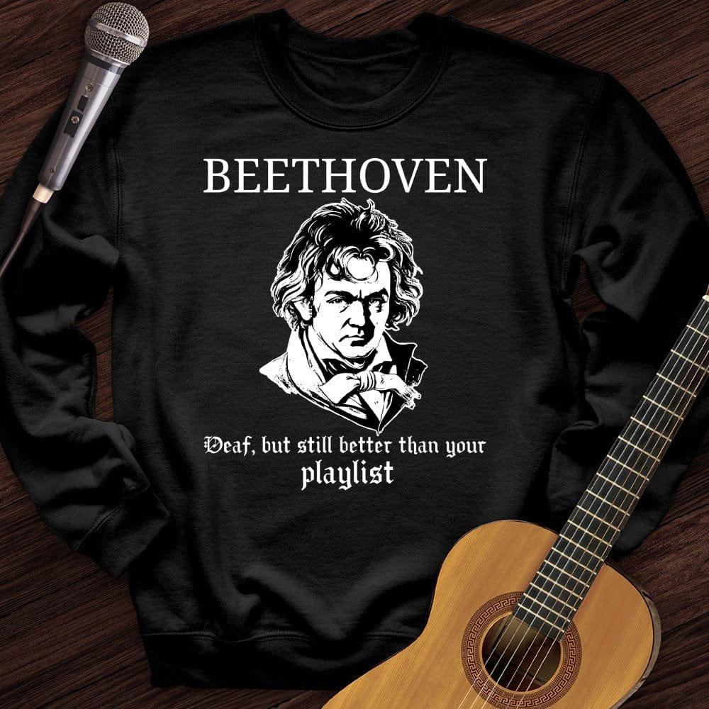 Printify Sweatshirt Black / S Beethoven Deaf Crewneck