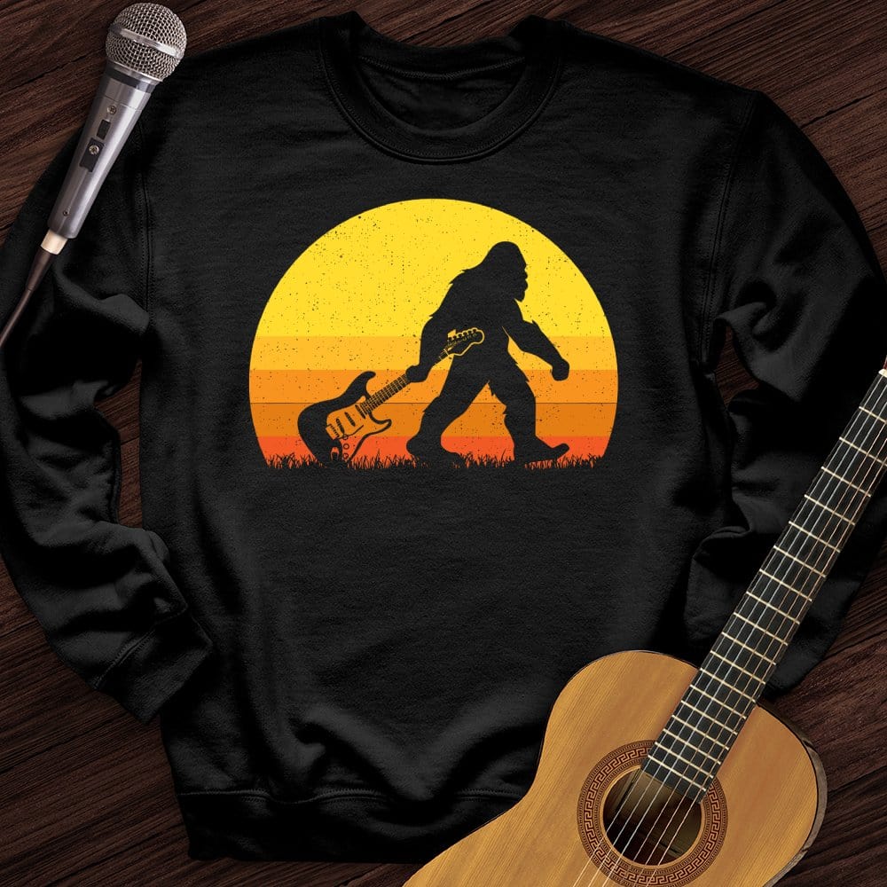 Printify Sweatshirt Black / S Bigfoot Dragging Guitar Crewneck