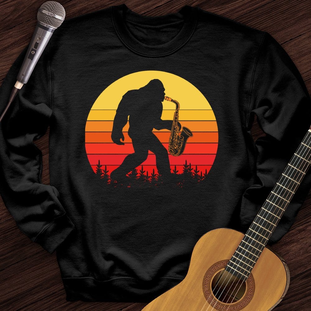 Printify Sweatshirt Black / S BigFoot Playing Sax Crewneck