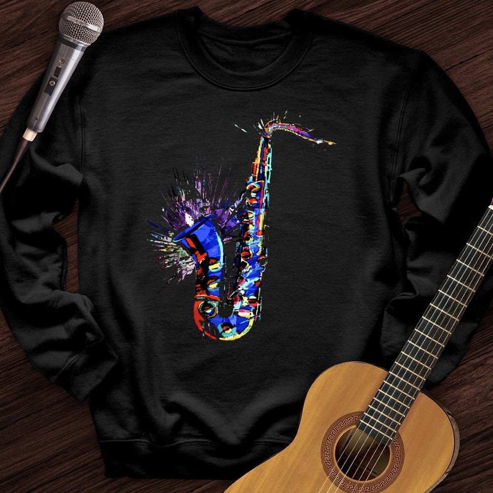 Printify Sweatshirt Black / S Blue Jazz Sax Crewneck