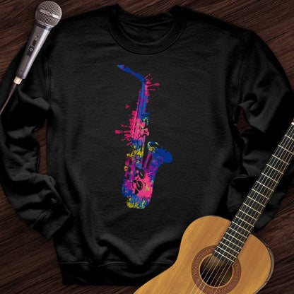 Printify Sweatshirt Black / S Cartoon Sax Crewneck