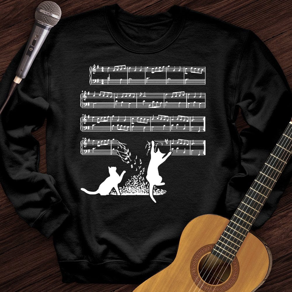 Printify Sweatshirt Black / S Cat Music Sheet Crewneck