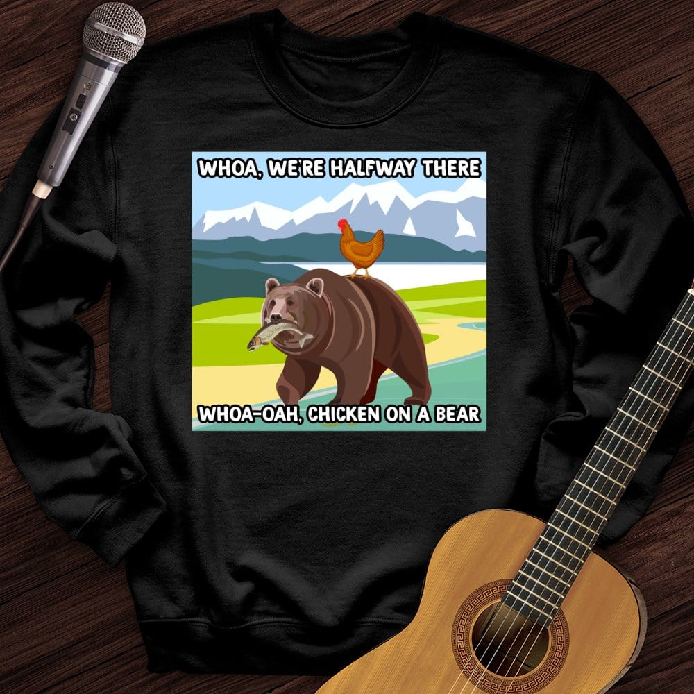 Printify Sweatshirt Black / S Chicken On A Bear Crewneck