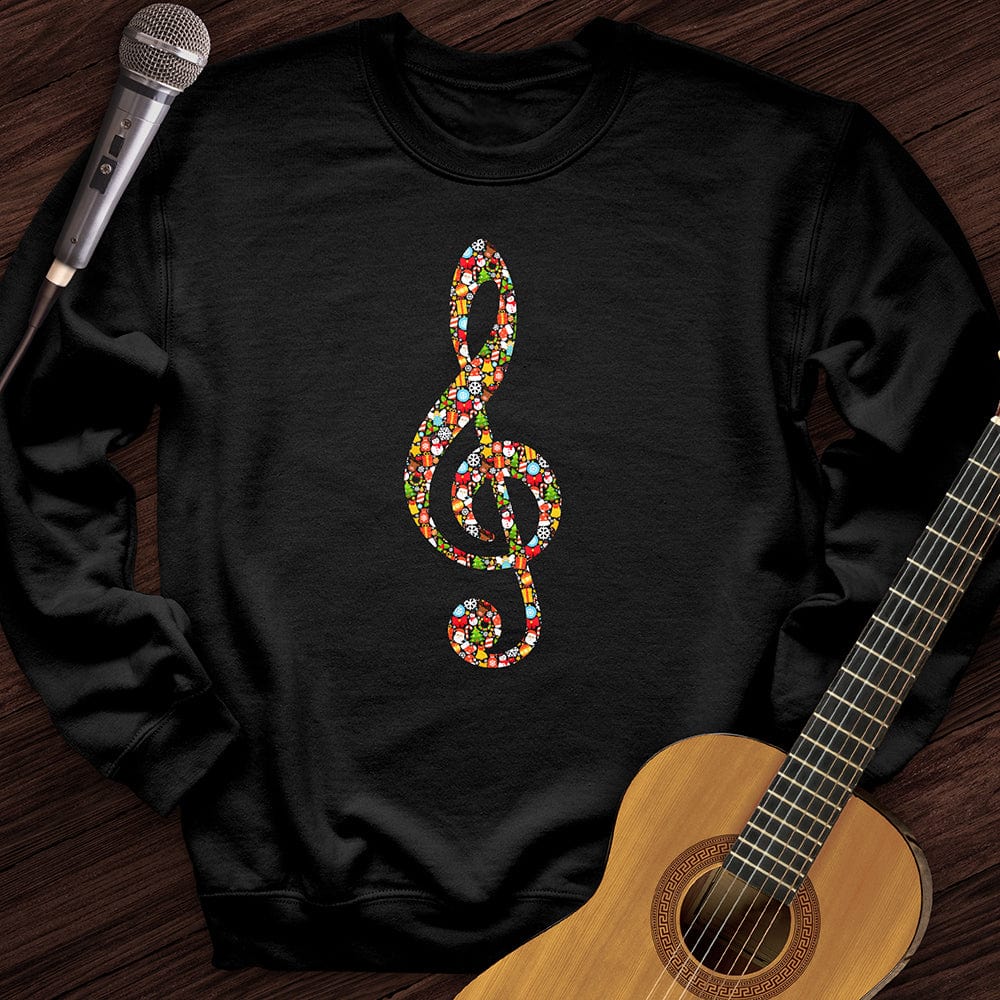 Printify Sweatshirt Black / S Christmas Treble Clef Crewneck