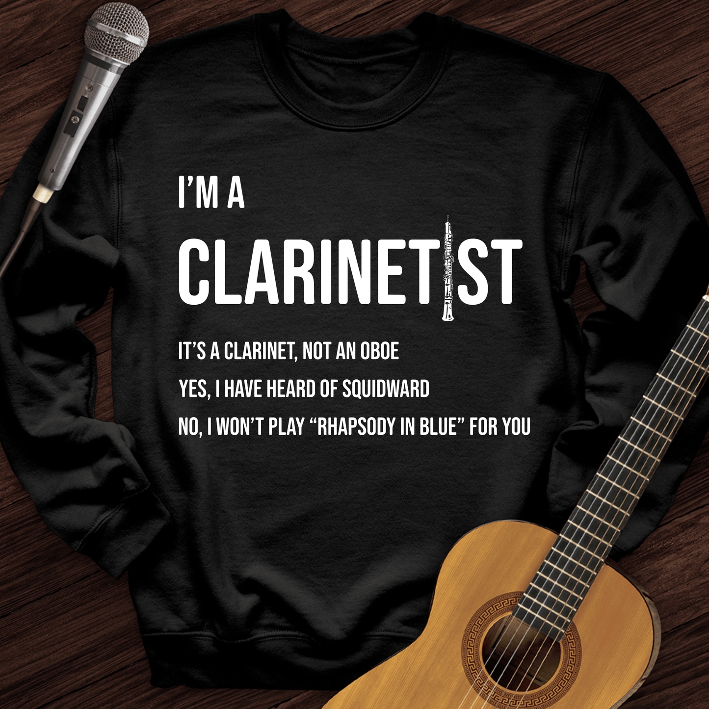 Printify Sweatshirt Black / S Clarinetist Crewneck