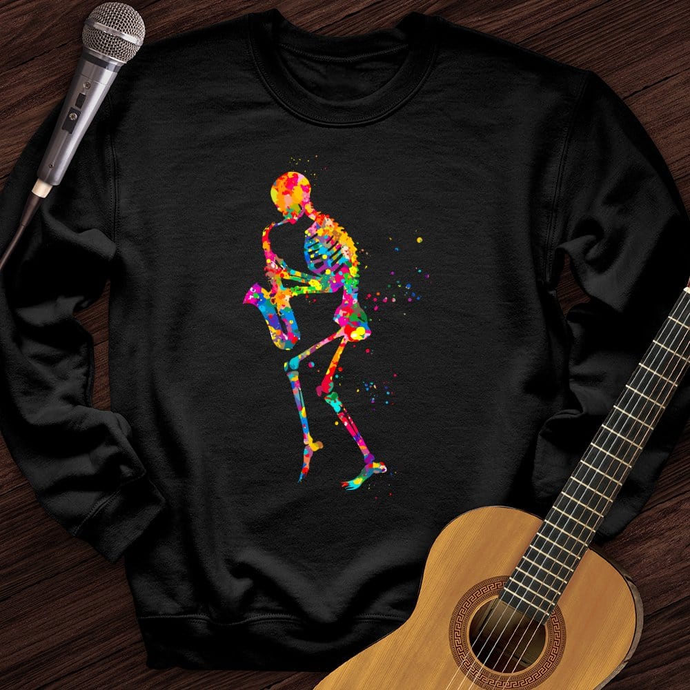 Printify Sweatshirt Black / S Colorful Souls Sax Crewneck